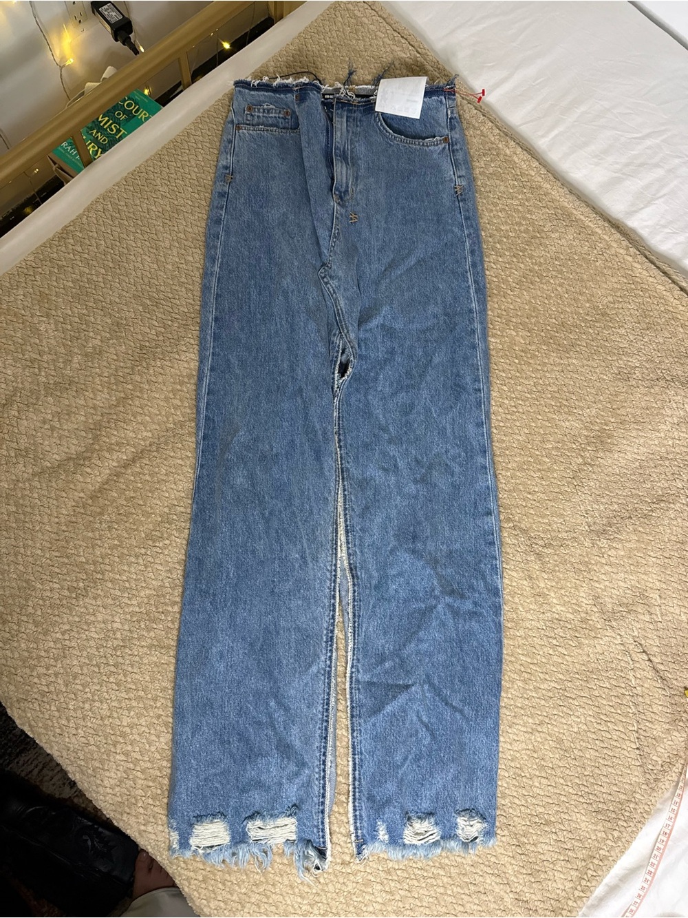 Ksubi Blue Maxi Denim Skirt with Distressed Hem